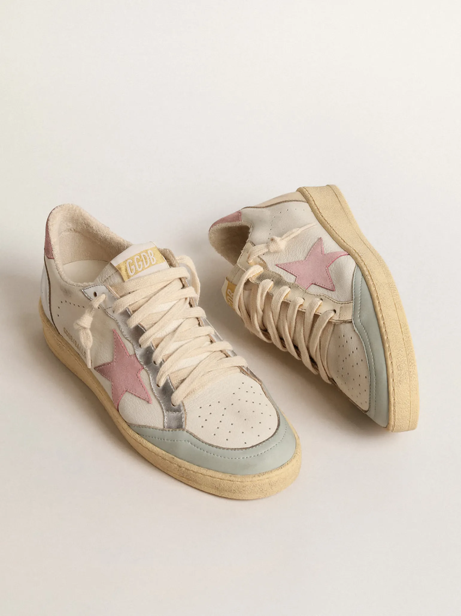 Clearance Ball Star com estrela de suede rosa e inserções de couro metálico MULHER Ball Star