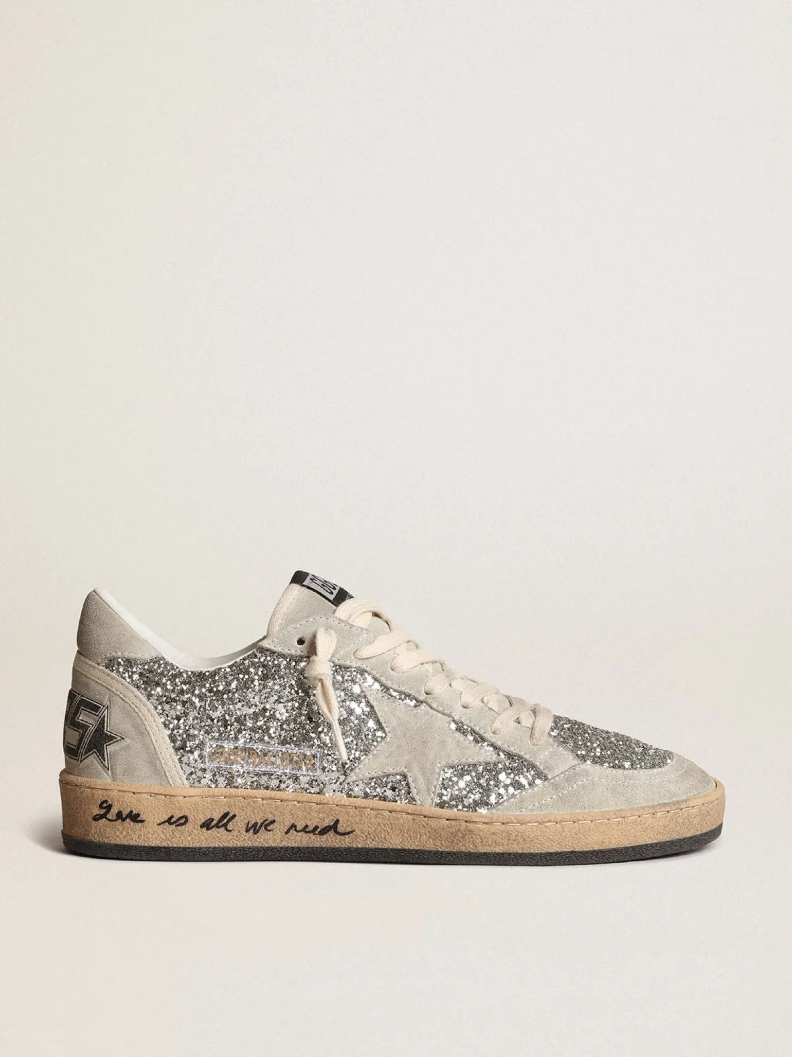 Store Ball Star de glitter prateado com inserções de suede cor gelo MULHER Ball Star