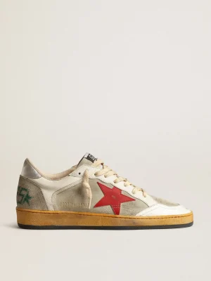 Store Ball Star de suede cinza com estrela vermelha e talão prateado Ball Star