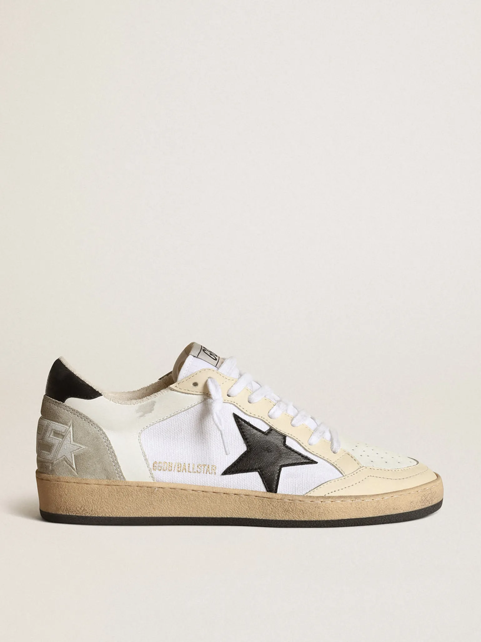 Cheap Ball Star feminino de lona e couro brancos com estrela preta MULHER Ball Star