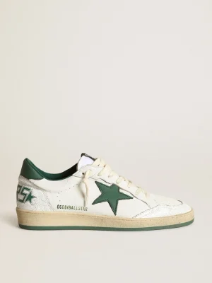 Flash Sale Ball Star Feminino de napa branca com estrela e talão de couro verde MULHER Ball Star