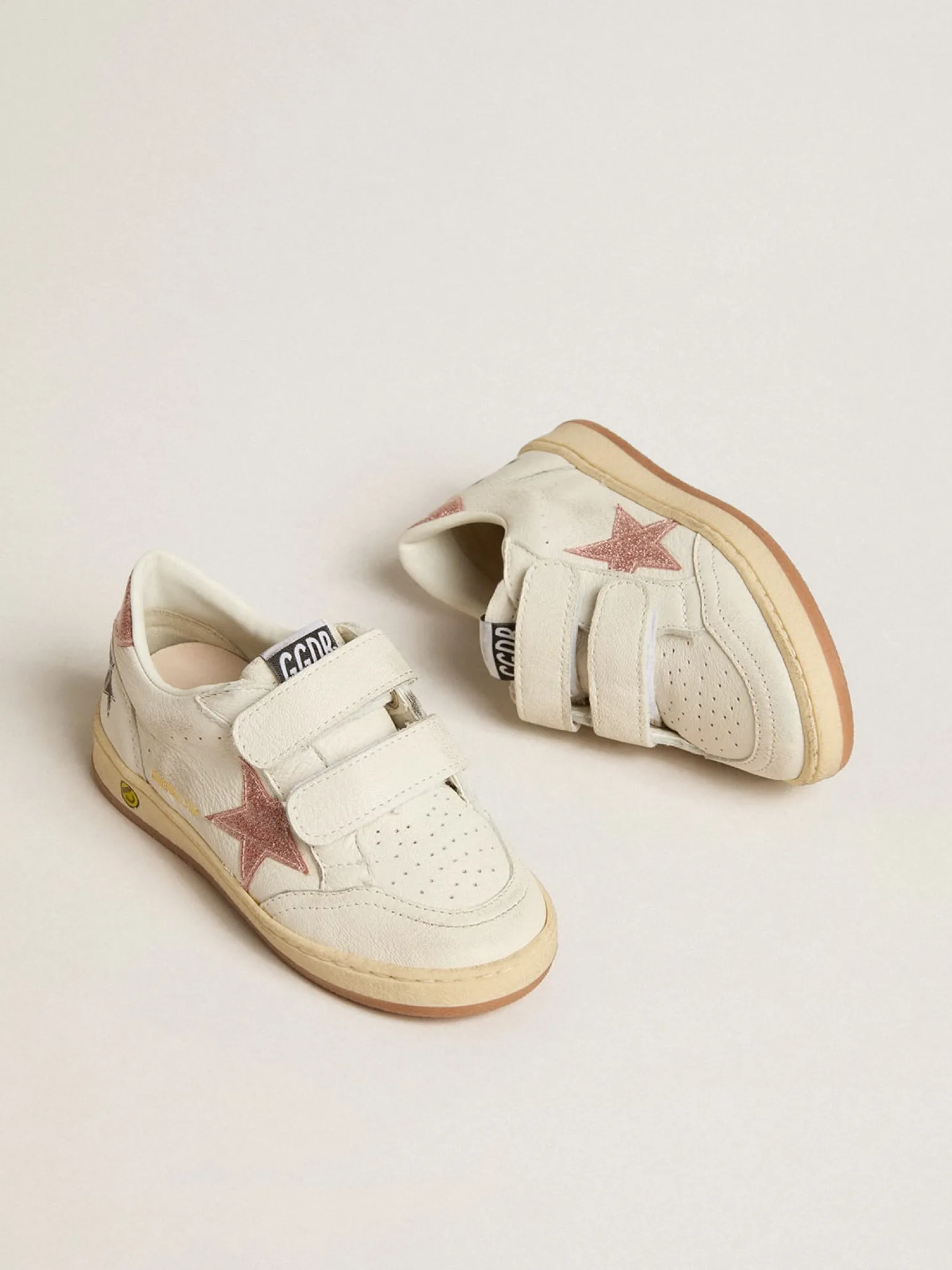 Best Ball Star Junior de napa com estrela e talão de glitter rosa pêssego Meninas pequenas (1-3 anos)