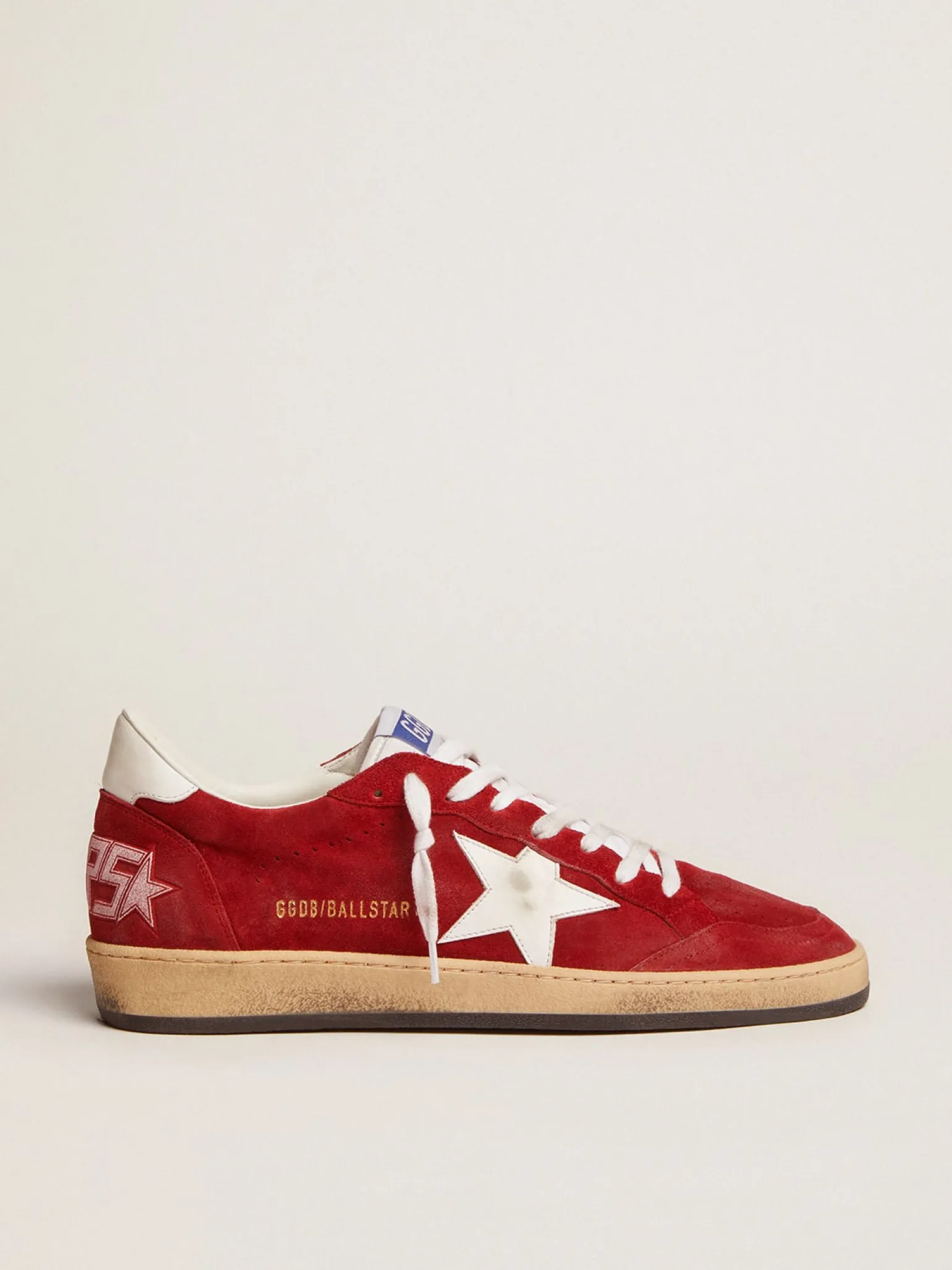 Store Ball Star masculino de suede vermelho-escuro com estrela e talão brancos Ball Star
