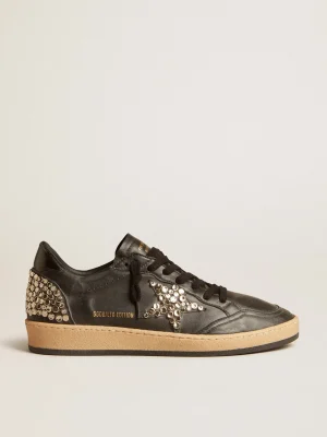 New Ball Star Masculino LAB de napa preta com estrela de couro preto com tachas Ball Star