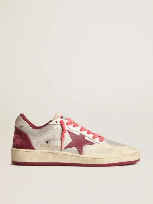 Shop Ball Star Pro Feminino de couro prateado craquelado com estrela bordô MULHER Ball Star