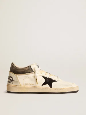Best Ball Star Pro Mid Masculino de couro branco usado com estrela preta Ball Star