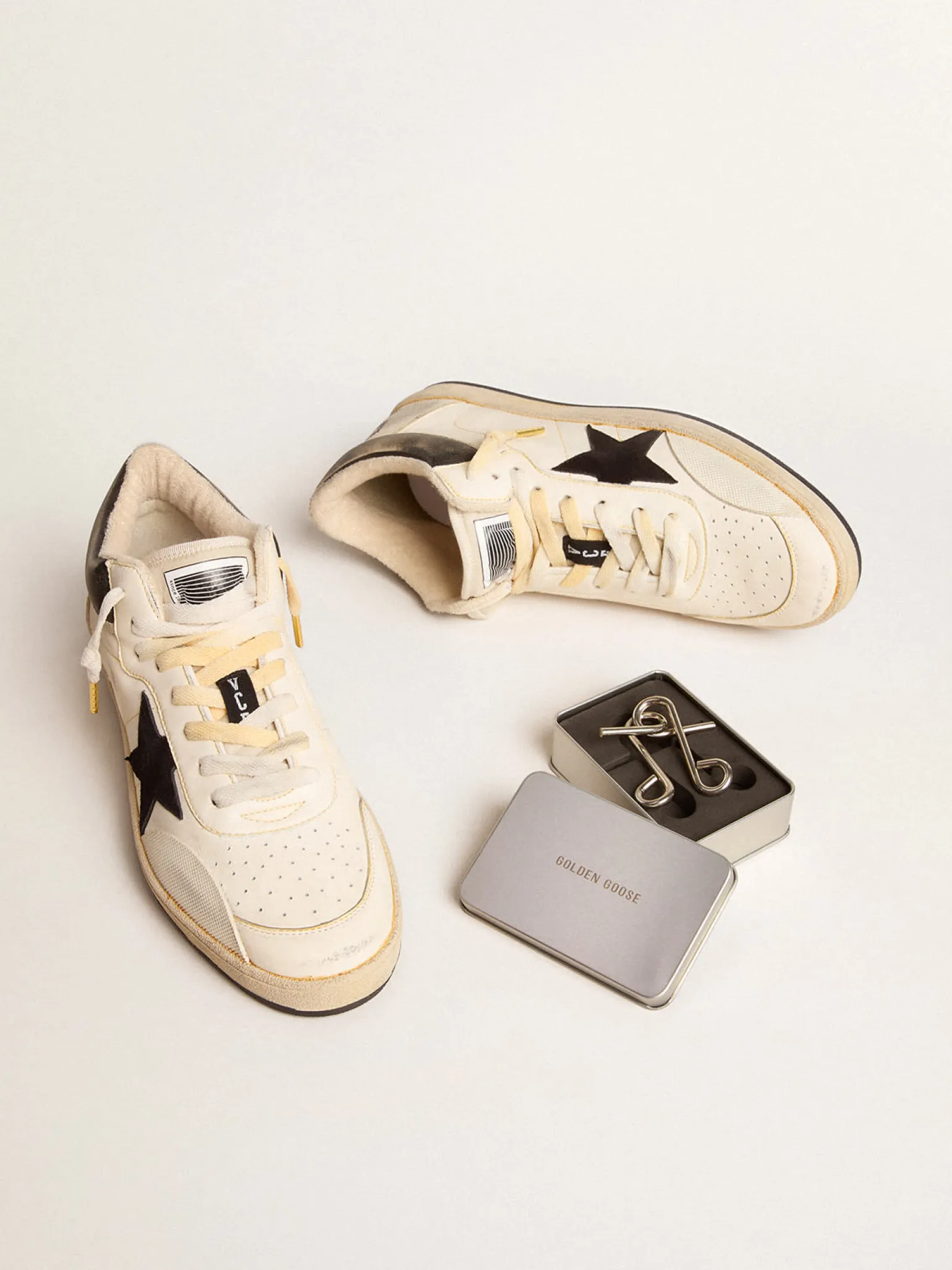 Best Ball Star Pro Mid Masculino de couro branco usado com estrela preta Ball Star
