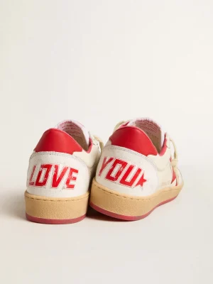 Shop Ball Star Wishes Masculino de couro branco com estrela e talão vermelhos Ball Star