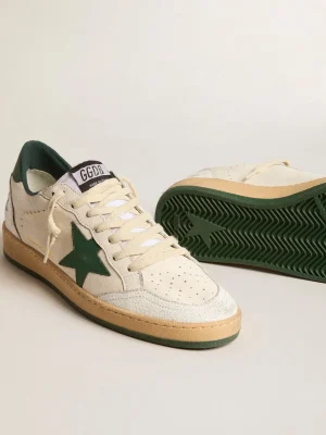 Discount Ball Star Wishes Masculino de napa branca com estrela e talão de couro verde Ball Star