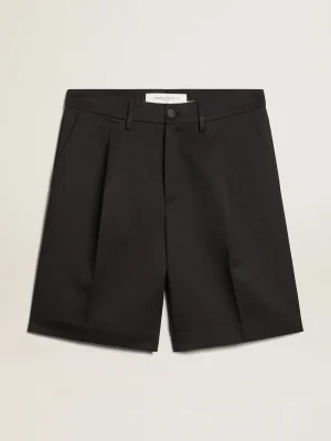 Outlet Bermuda masculina de lã azul-escura Jeans e calças