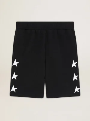 Flash Sale Bermuda masculina preta com estrelas brancas Jeans e calças