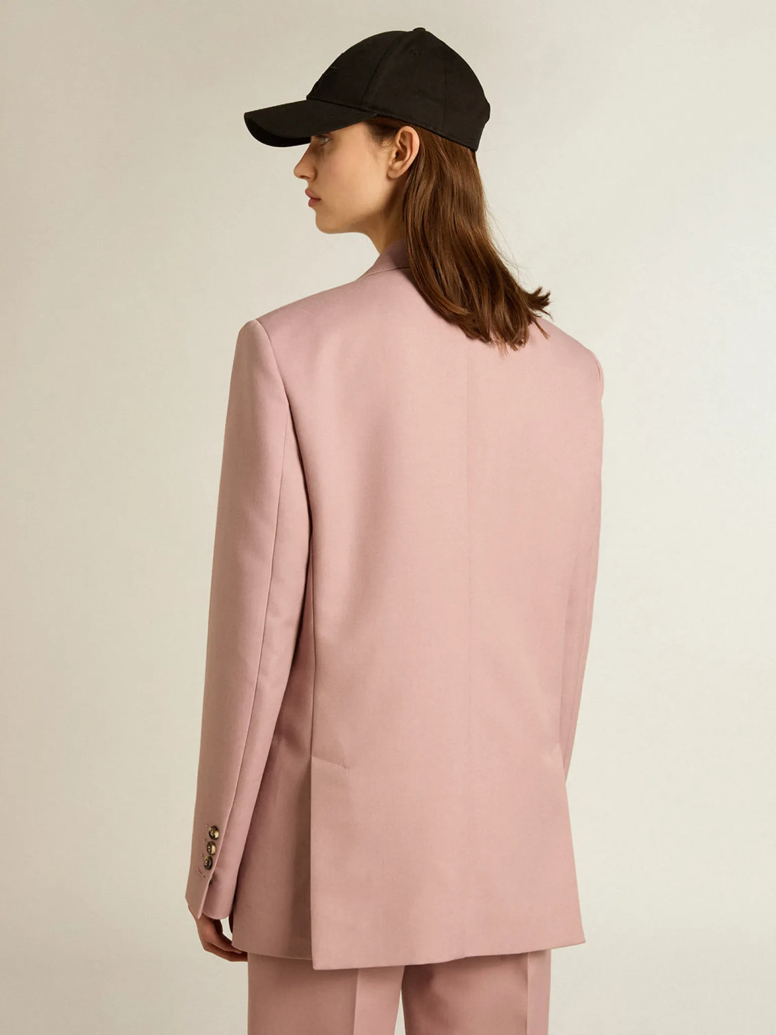 Store Blazer de abotoamento duplo de tecido rosa de alfaiataria MULHER Blazers