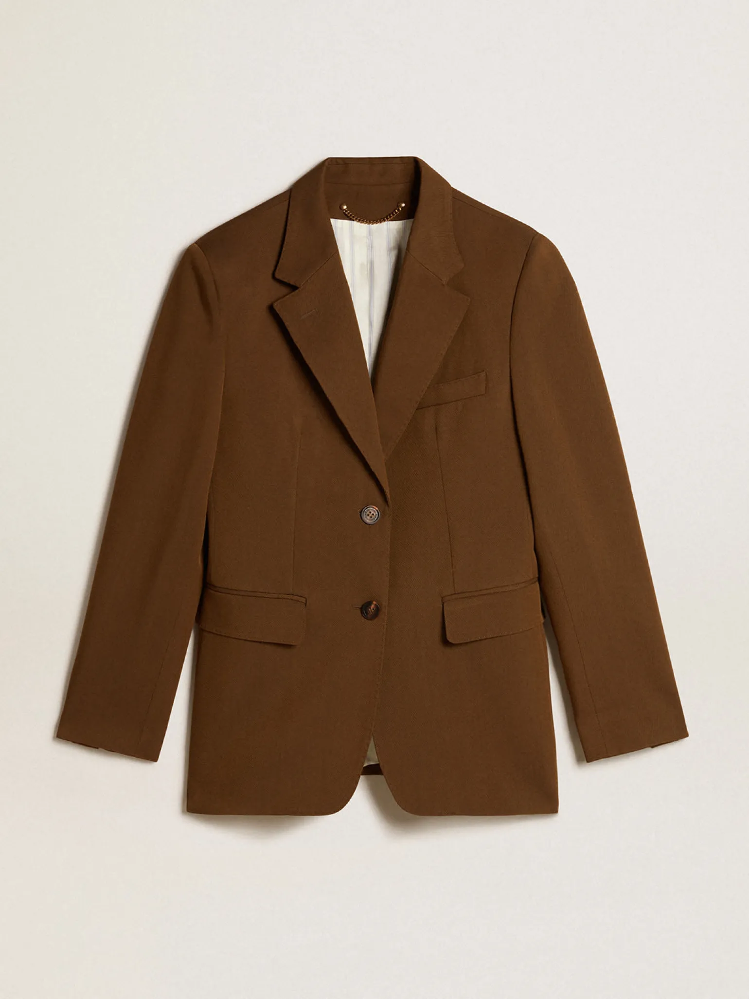 Discount Blazer de abotoamento simples de lã cor de faia com botões de chifre MULHER Casacos e blusões