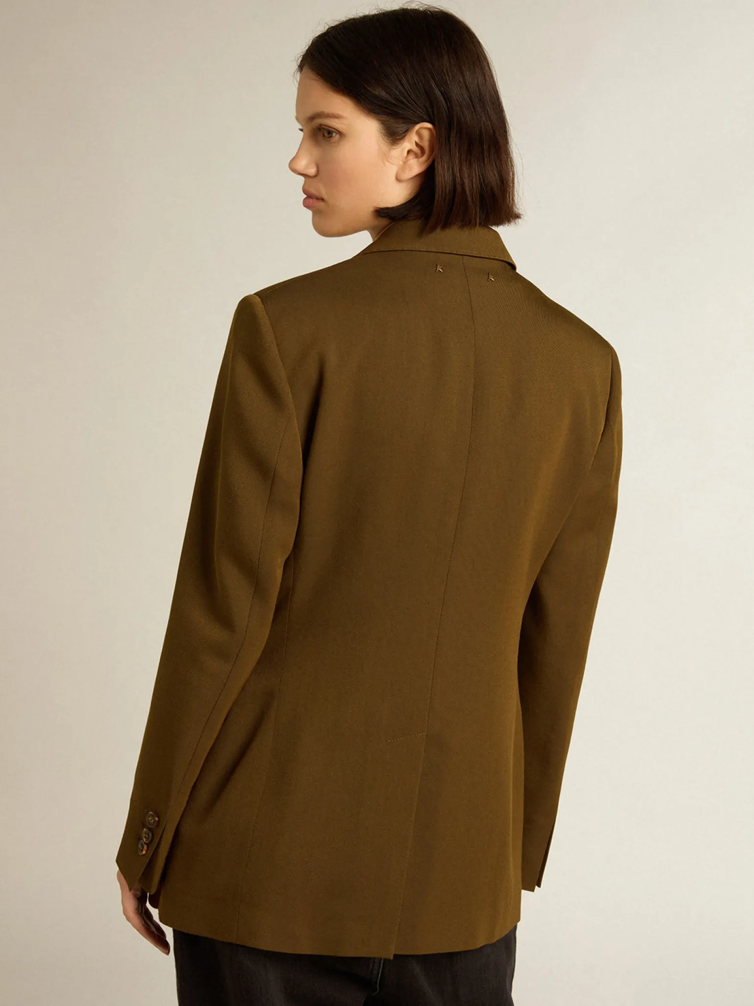 Discount Blazer de abotoamento simples de lã cor de faia com botões de chifre MULHER Casacos e blusões