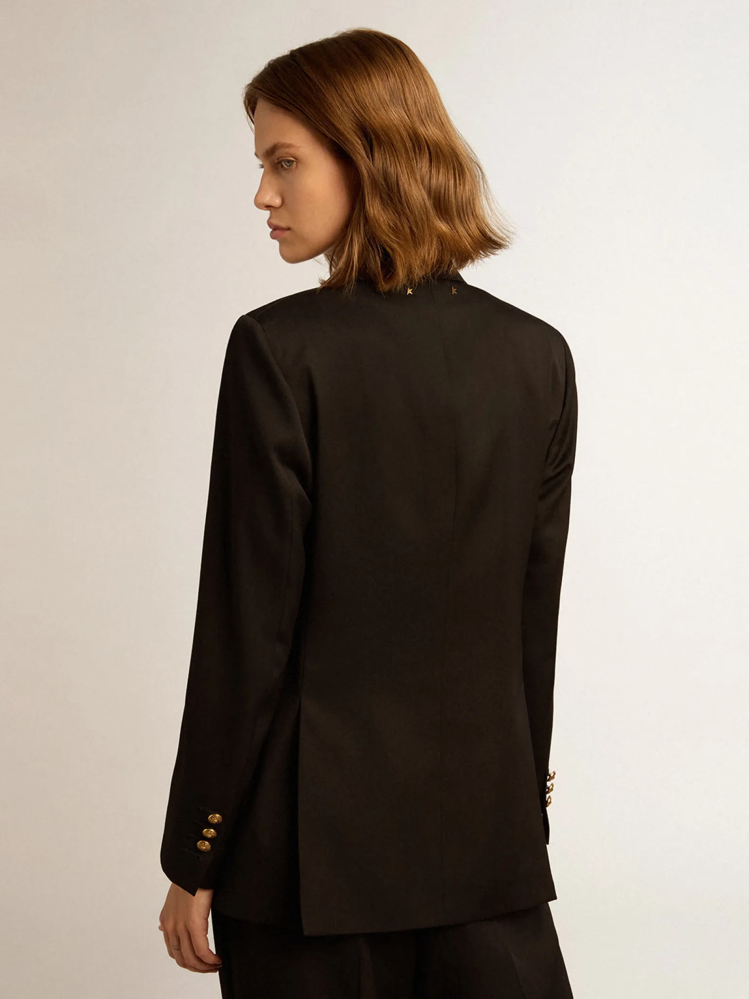 Online Blazer feminino de abotoamento duplo preto MULHER Blazers