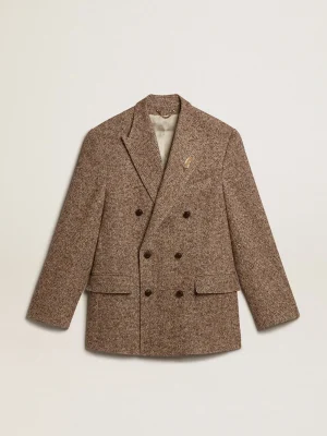 Flash Sale Blazer masculino de abotoamento duplo marrom com fecho com botões Blazers