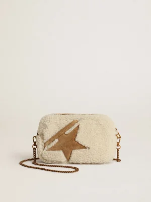 Best Sale Bolsa Mini Star feminina de shearling bege com estrela de suede MULHER Minibolsas | Bolsas tiracolo