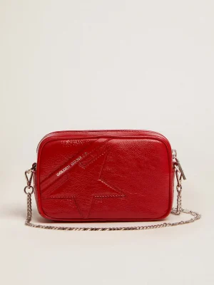 New Bolsa Mini Star feminina de couro pintado vermelho com estrela tom sobre tom MULHER Minibolsas | Bolsas tiracolo
