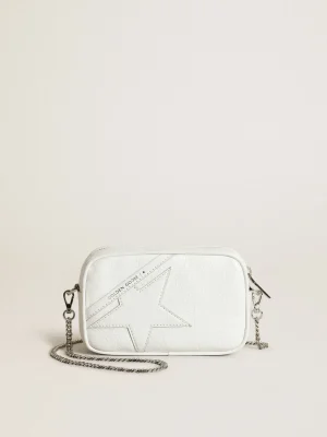 New Bolsa Mini Star feminina de couro brilhante branco com estrela tom sobre tom MULHER Minibolsas | Bolsas tiracolo