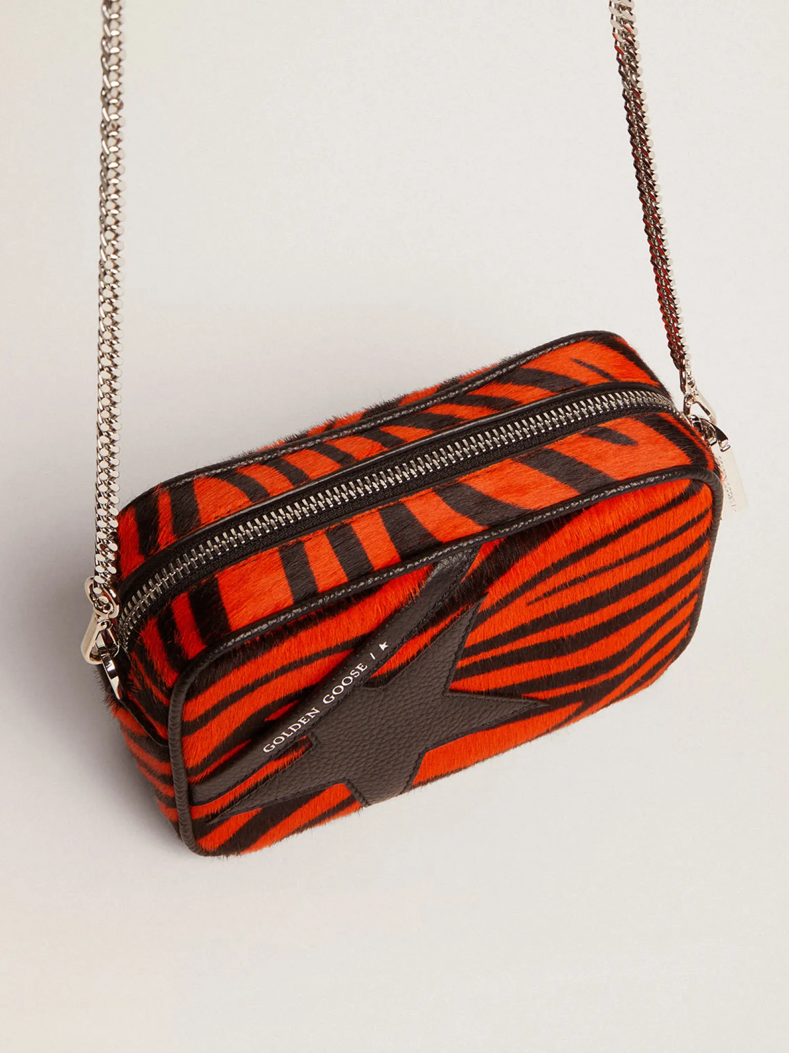 Flash Sale Bolsa Mini Star feminina de couro cavalinho tigre laranja com estrela preta MULHER Minibolsas | Bolsas tiracolo