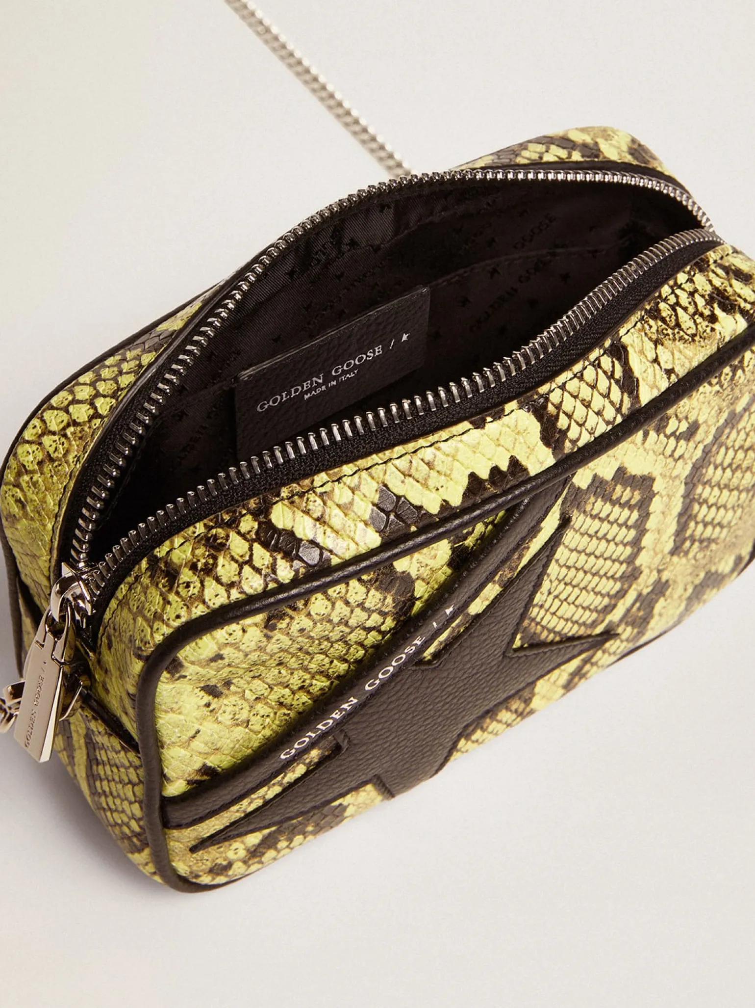 Sale Bolsa Mini Star feminina de couro verde-limão com estampa de píton e estrela preta MULHER Minibolsas | Bolsas tiracolo
