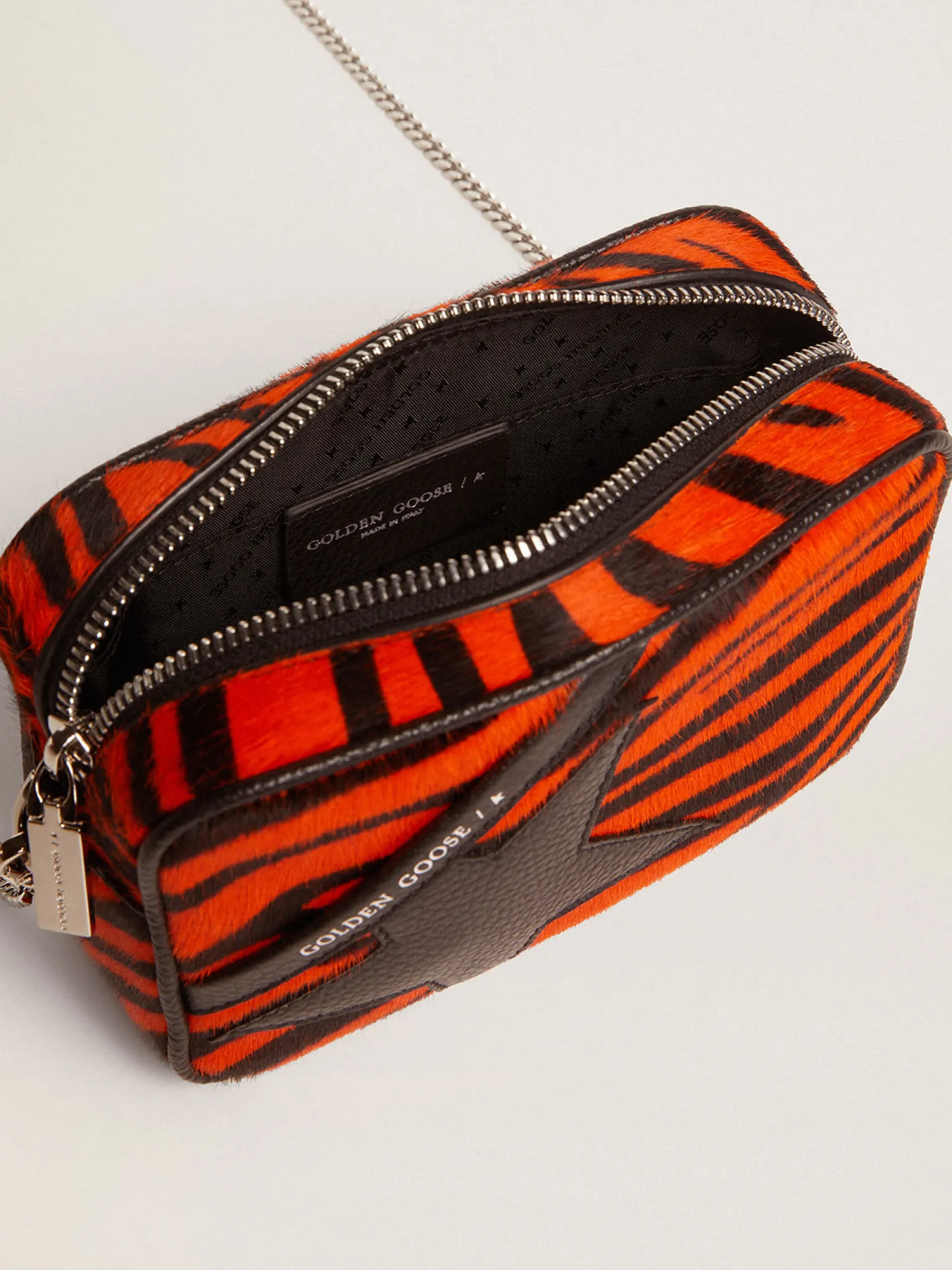 Flash Sale Bolsa Mini Star feminina de couro cavalinho tigre laranja com estrela preta MULHER Minibolsas | Bolsas tiracolo