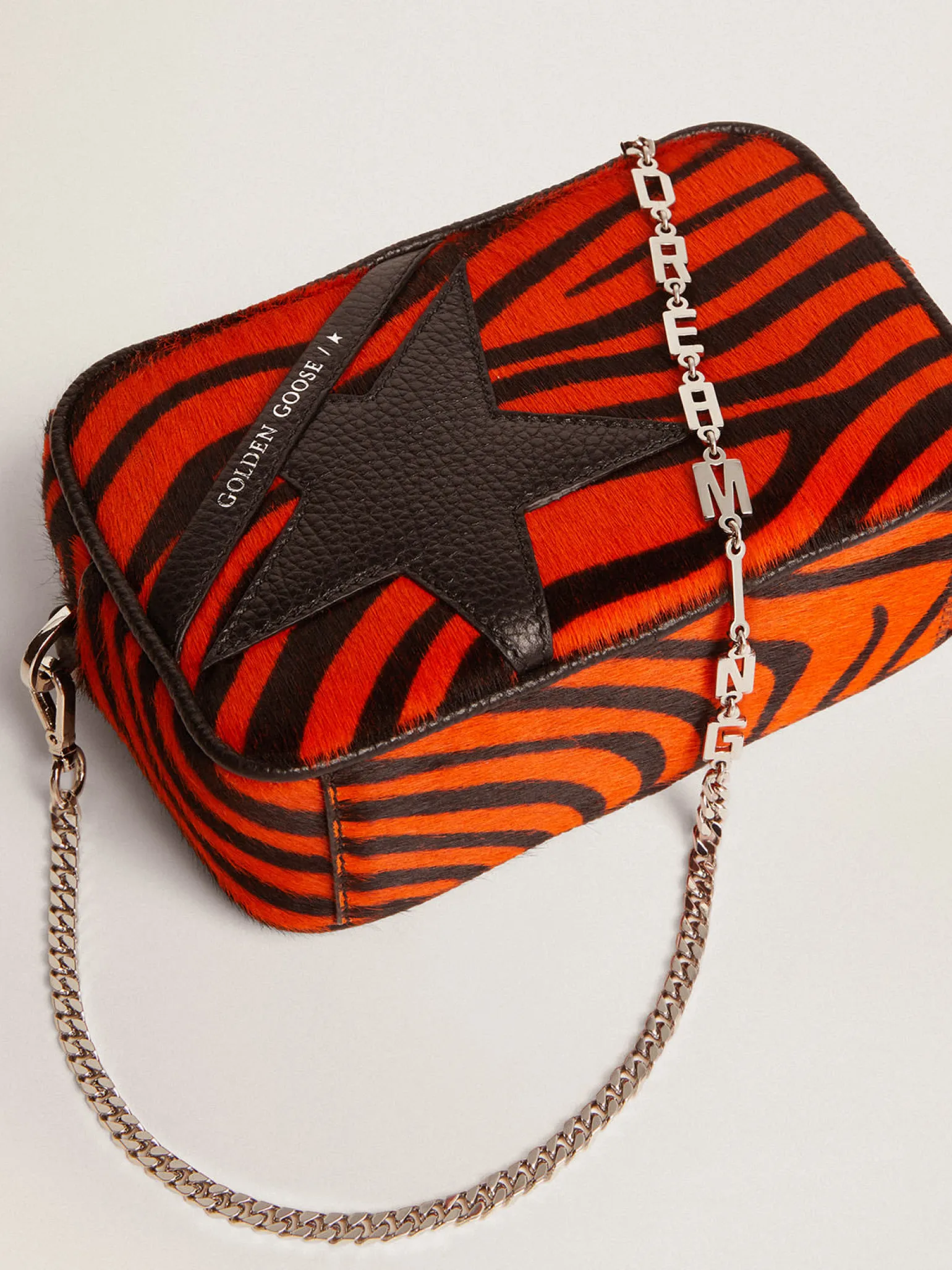 Flash Sale Bolsa Mini Star feminina de couro cavalinho tigre laranja com estrela preta MULHER Minibolsas | Bolsas tiracolo