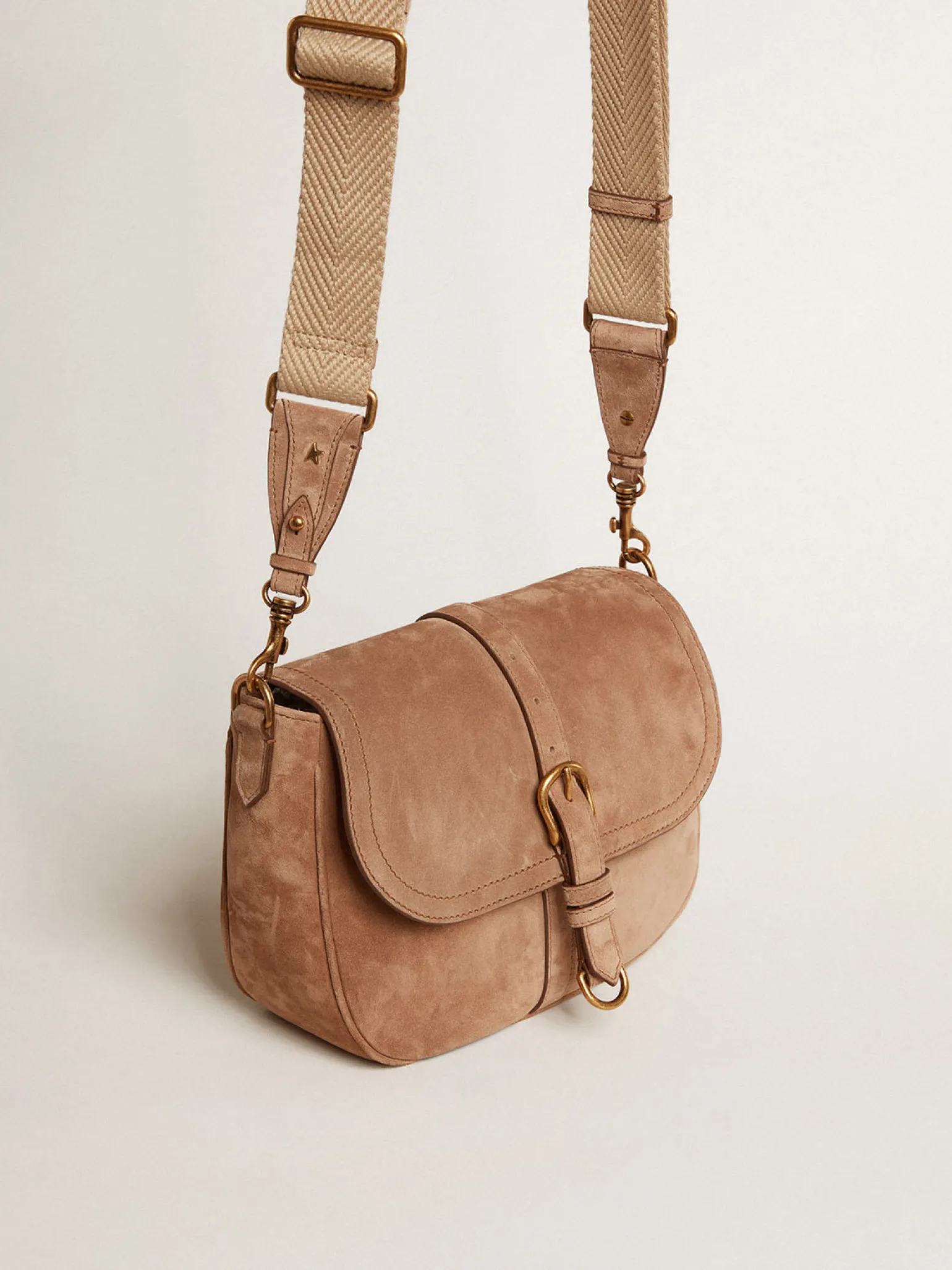 Discount Bolsa Sally média de suede cinza com fivela e alça de ombro em contraste MULHER Bolsas tiracolo