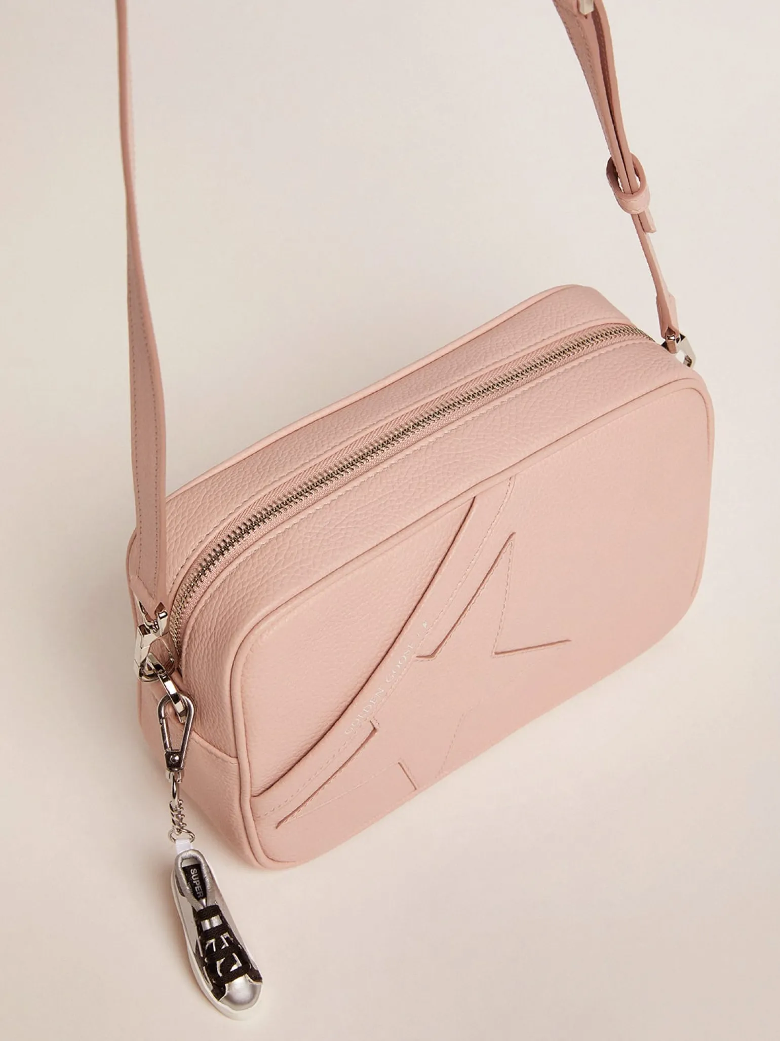 Best Bolsa Star de couro martelado na cor rosa quartzo e estrela tom sobre tom MULHER Bolsas tiracolo