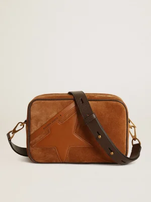 Cheap Bolsa Star de suede cor tabaco com estrela de couro tom sobre tom MULHER Bolsas tiracolo