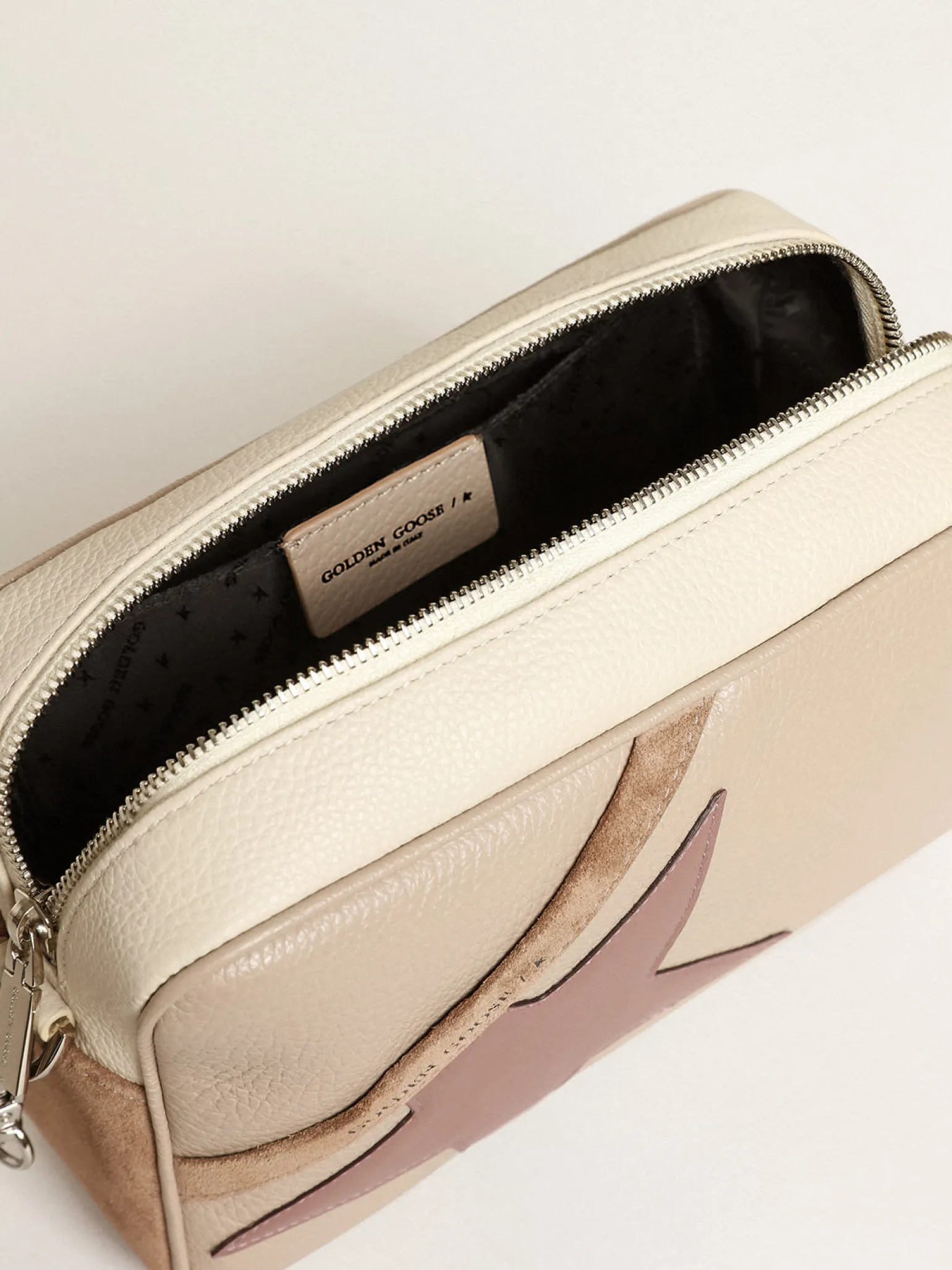 Clearance Bolsa Star feminina grande de couro martelado branco sujo MULHER Bolsas tiracolo
