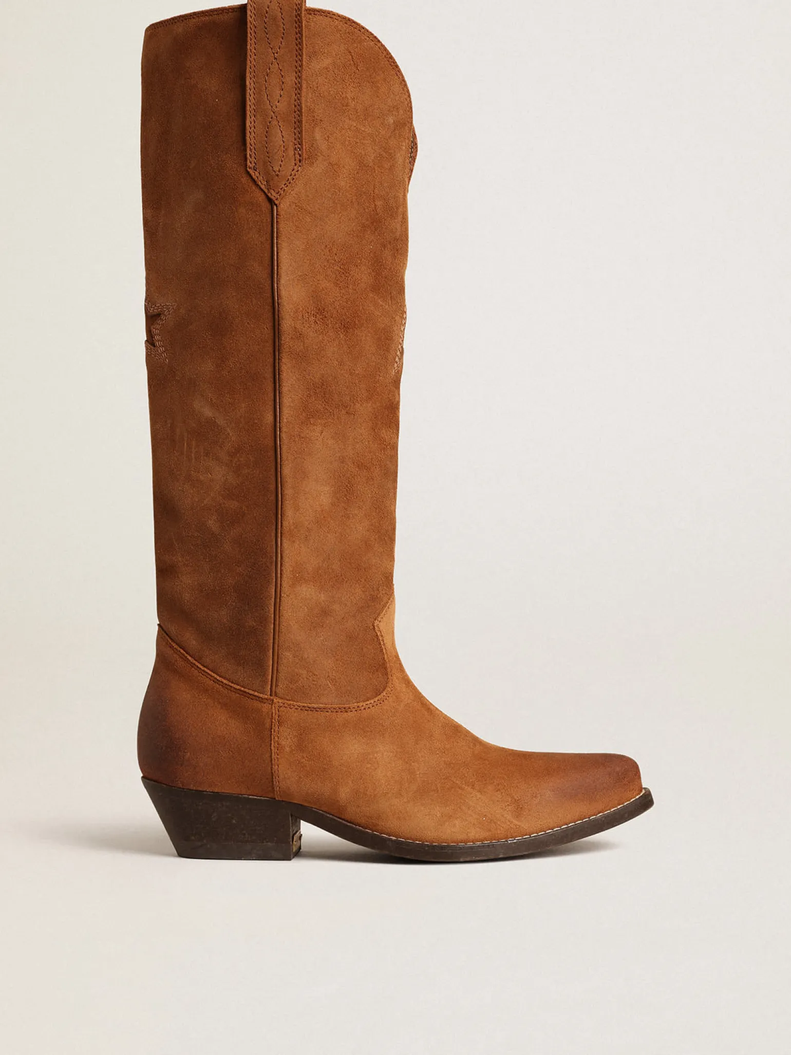 Best Sale Botas Wish Star de suede conhaque com estrela embutida tom sobre tom MULHER Botas