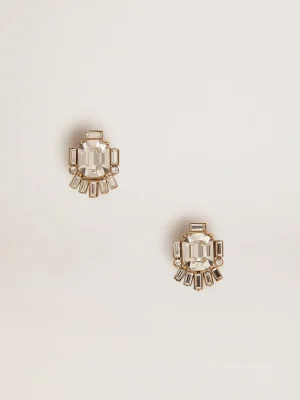 Clearance Brincos femininos Déco na cor ouro velho com cristais MULHER Joias