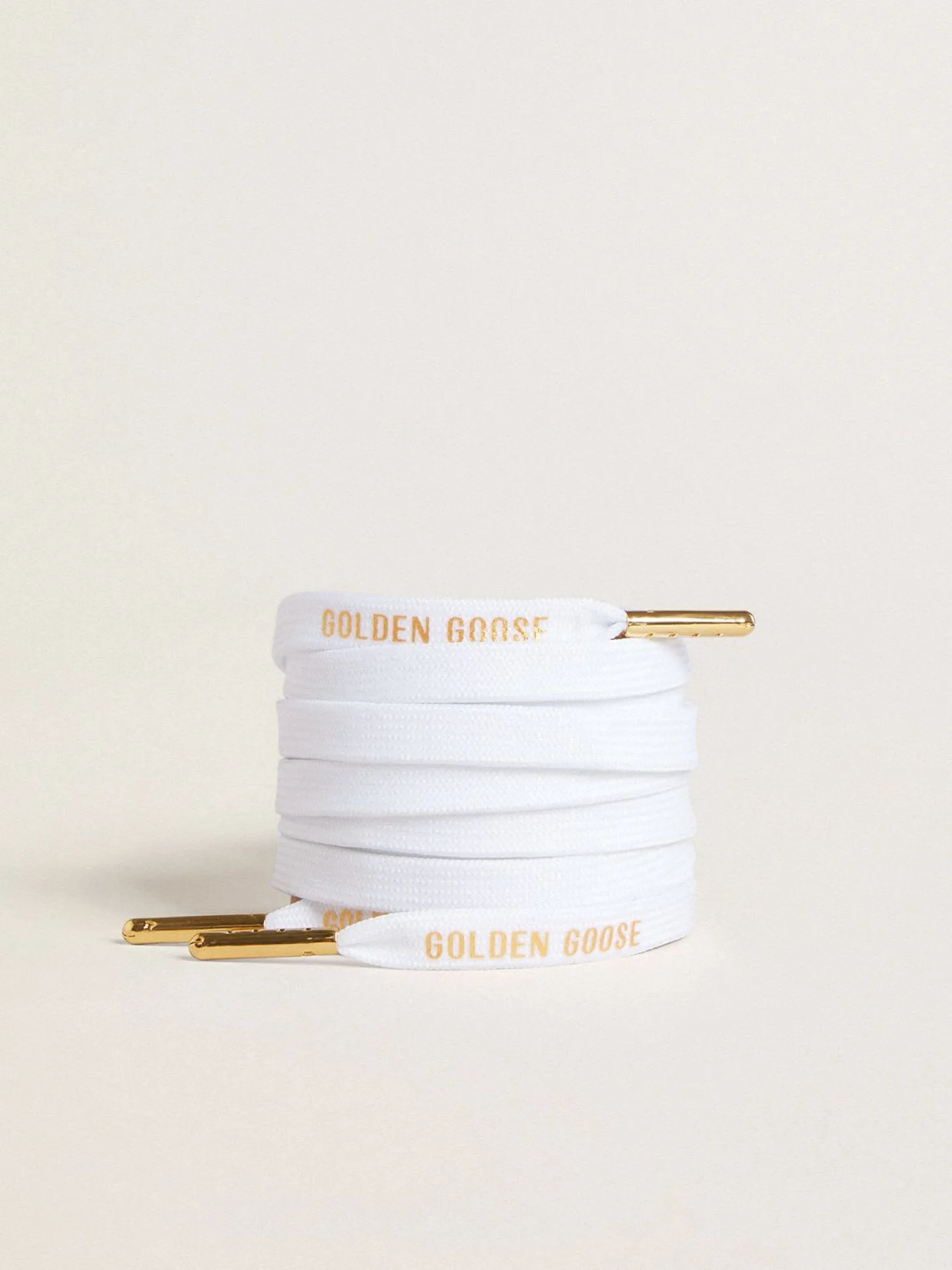 Best Sale Cadarços de algodão branco com logo dourado em contraste MULHER Cadarços | Cadarços