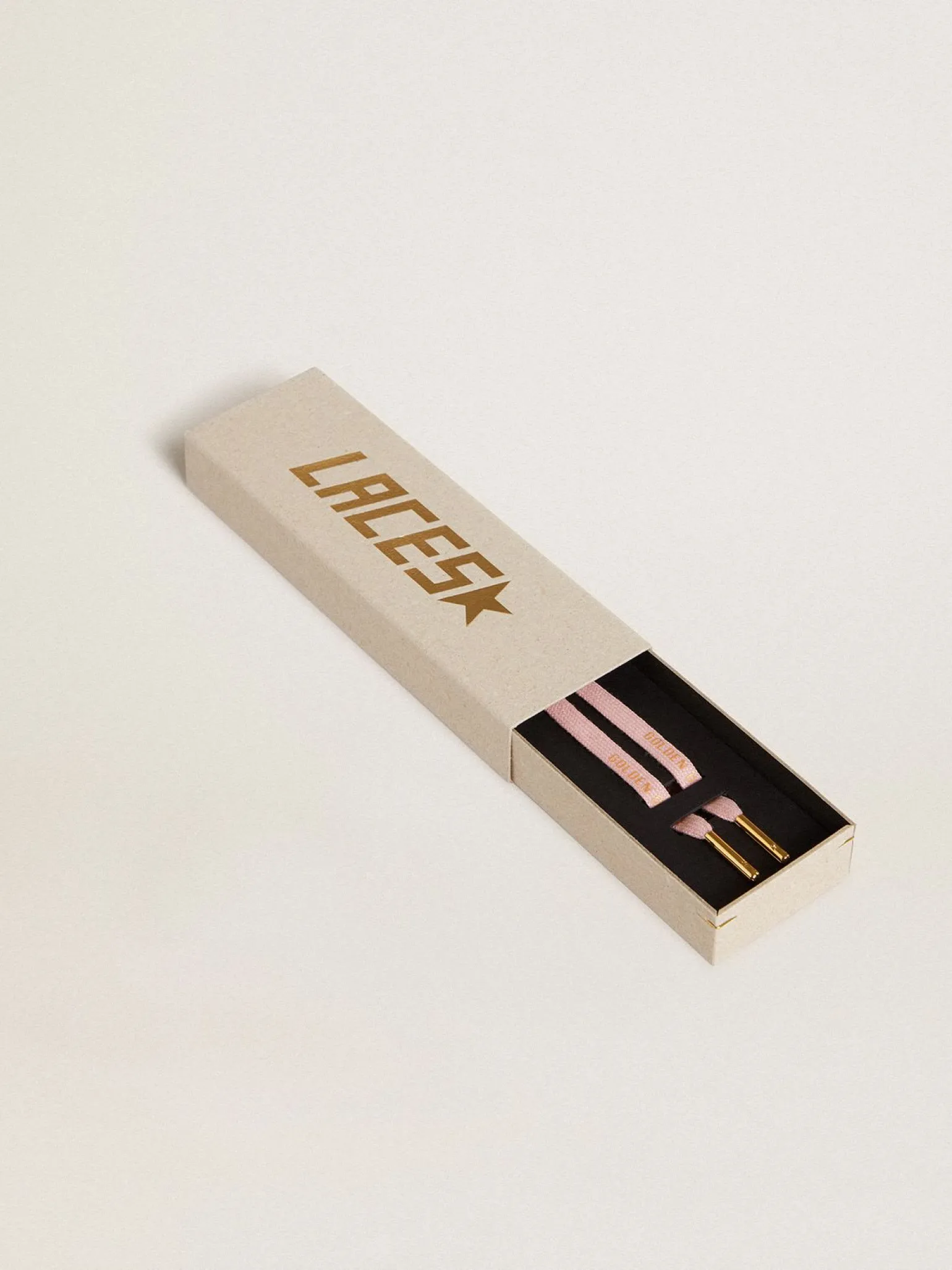 Flash Sale Cadarços de algodão rosa antigo com logo dourado em contraste MULHER Cadarços | Cadarços