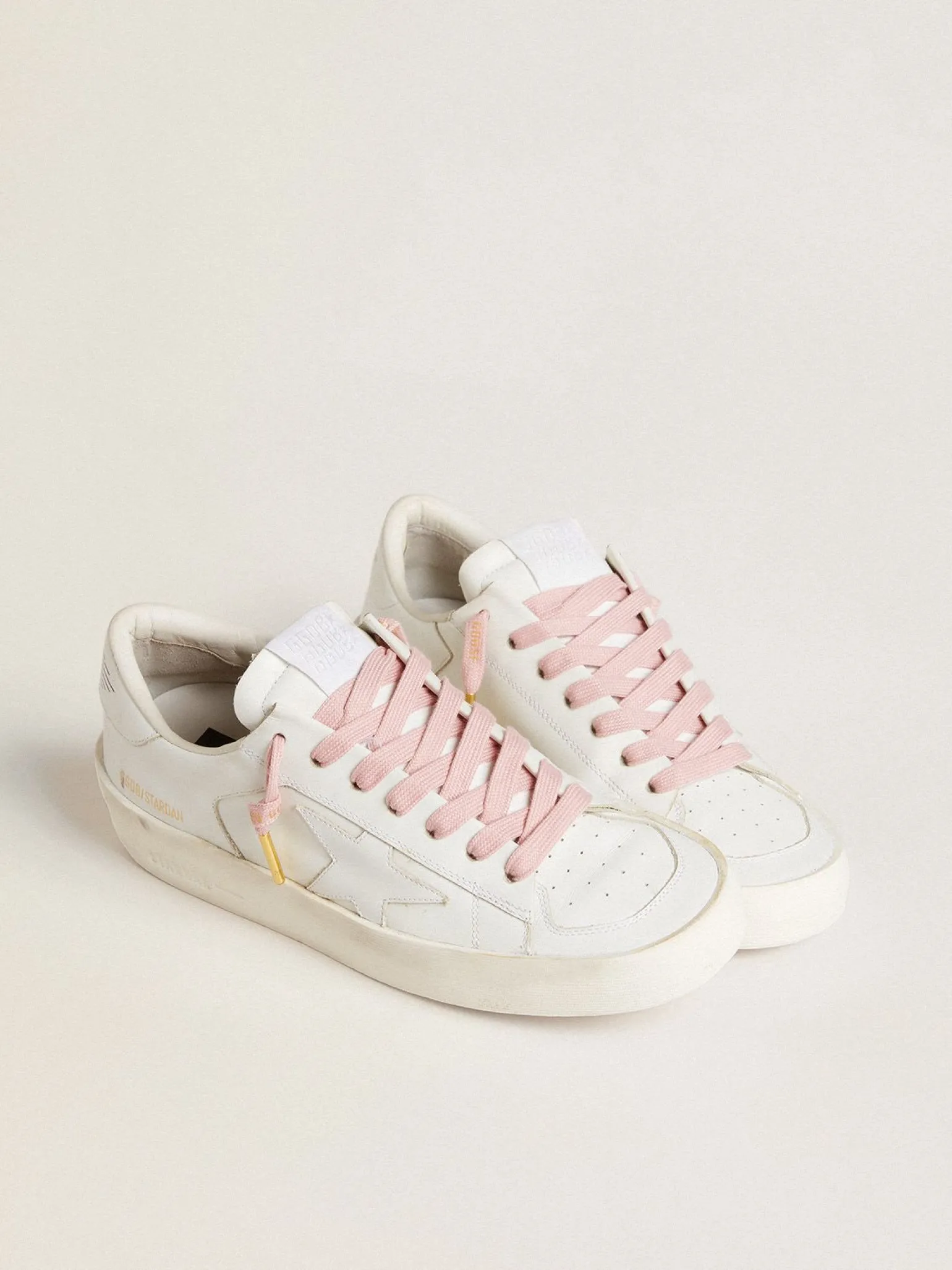 Flash Sale Cadarços de algodão rosa antigo com logo dourado em contraste MULHER Cadarços | Cadarços
