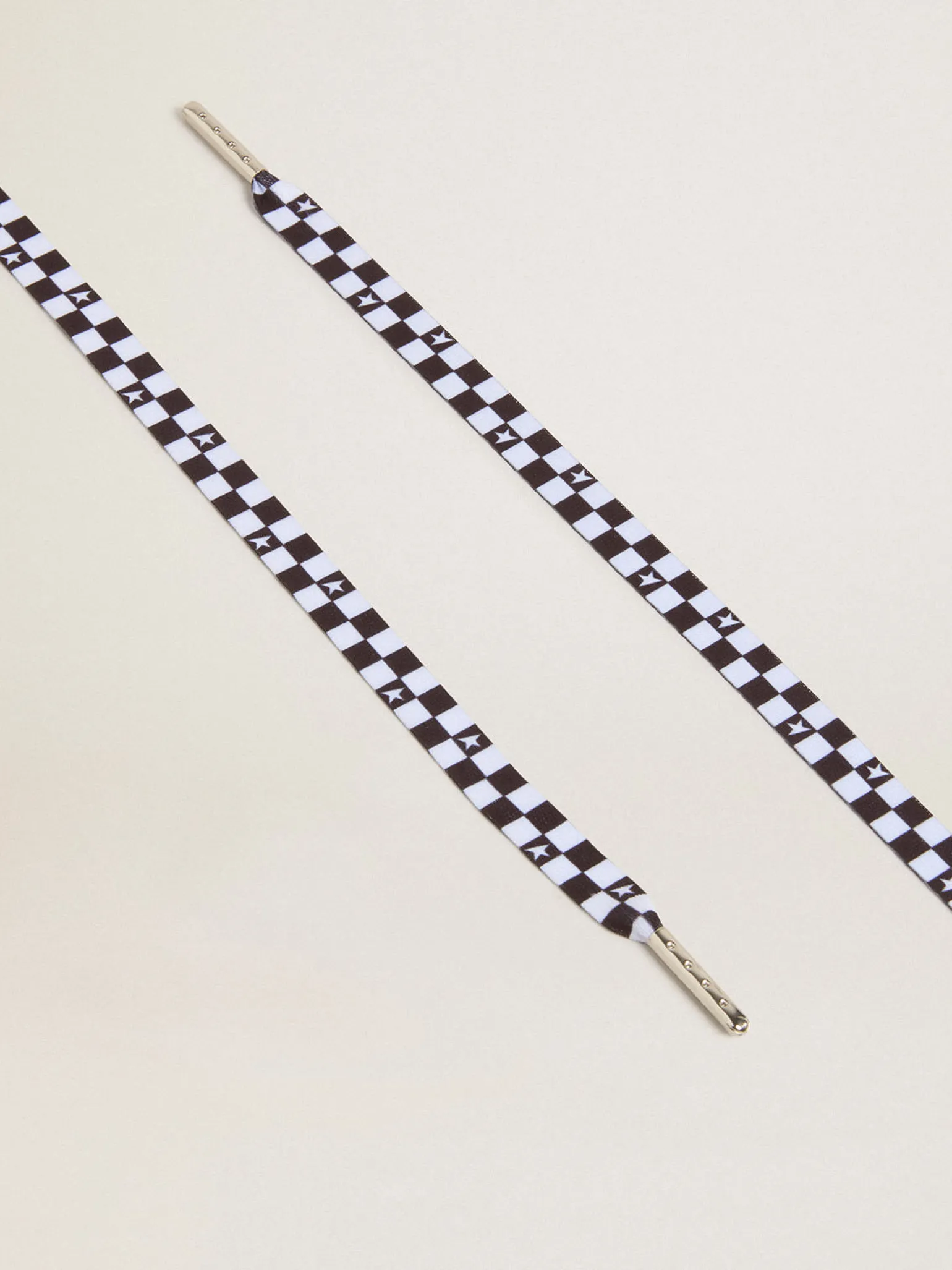 Outlet Cadarços de algodão xadrez branco e preto com estrelinhas brancas MULHER Cadarços | Cadarços