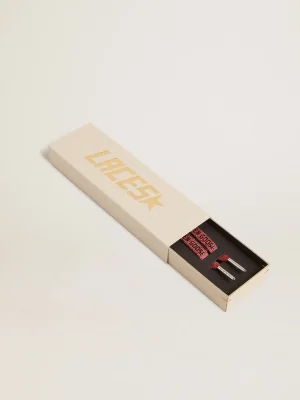 Online Cadarços de lurex vermelho com logo preto em contraste MULHER Cadarços | Cadarços