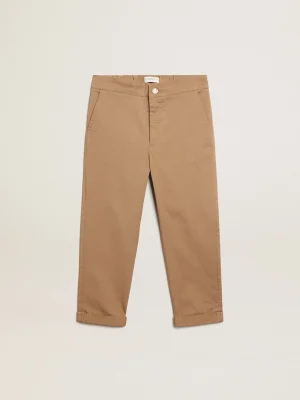 Online Calça chino infantil masculina de algodão cor caramelo Bottoms (4-12 years)
