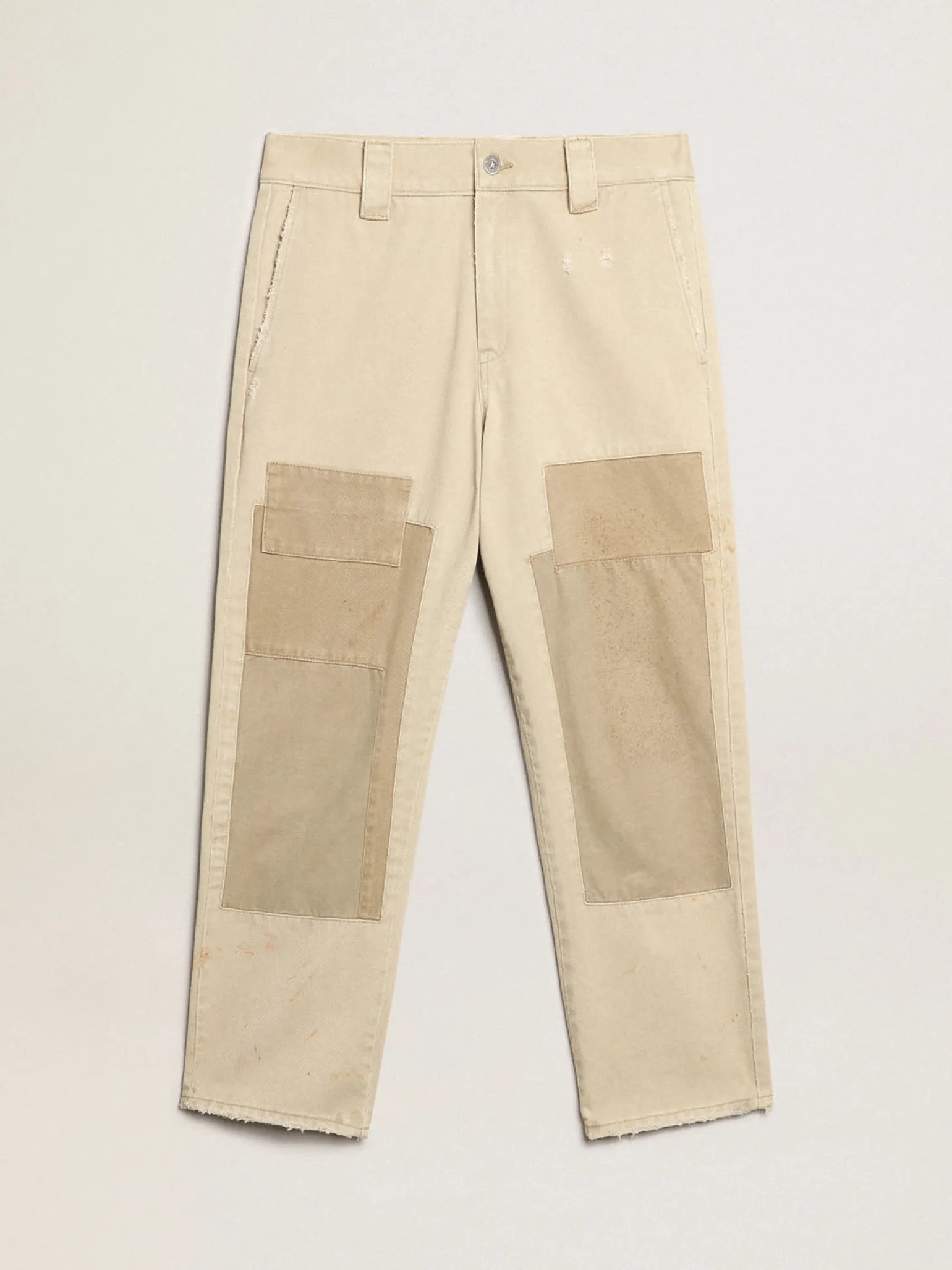 Clearance Calça de algodão de mescla bege Jeans e calças