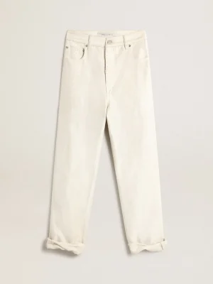 Sale Calça de brim branco dourado MULHER Jeans e calças
