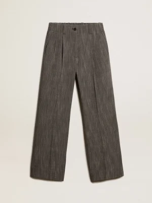 Best Calça de cintura alta feminina em mistura de lã melange cinza MULHER Jeans e calças
