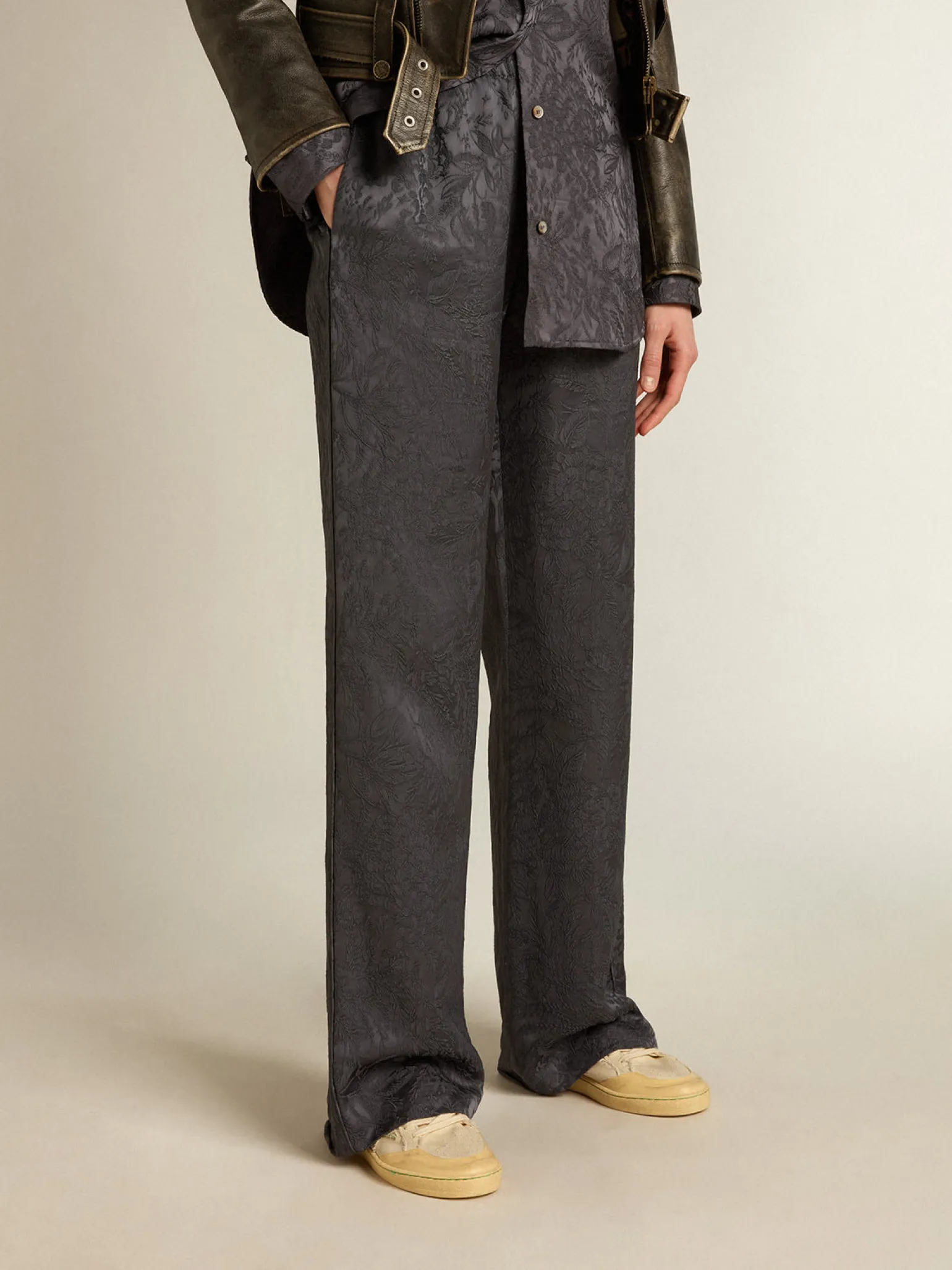 Clearance Calça de jacquard com estampa toile de jouy all over MULHER Jeans e calças