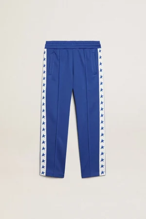 New Calça de jogging azul com faixa branca e estrelas azuis em contraste Bottoms (4-12 years)