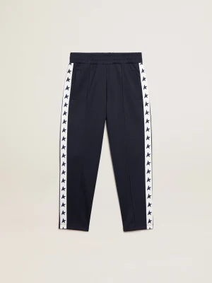 Cheap Calça de jogging azul-escura com fita branca e estrelas em contraste Bottoms (4-12 years)