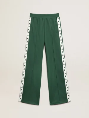 New Calça de jogging feminina verde brilhante com faixa e estrelas MULHER Jeans e calças