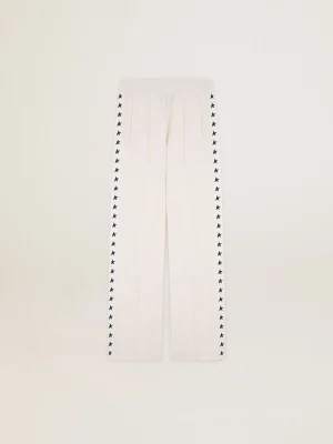 Best Sale Calça de jogging feminina branca com estrelas nas laterais MULHER Jeans e calças