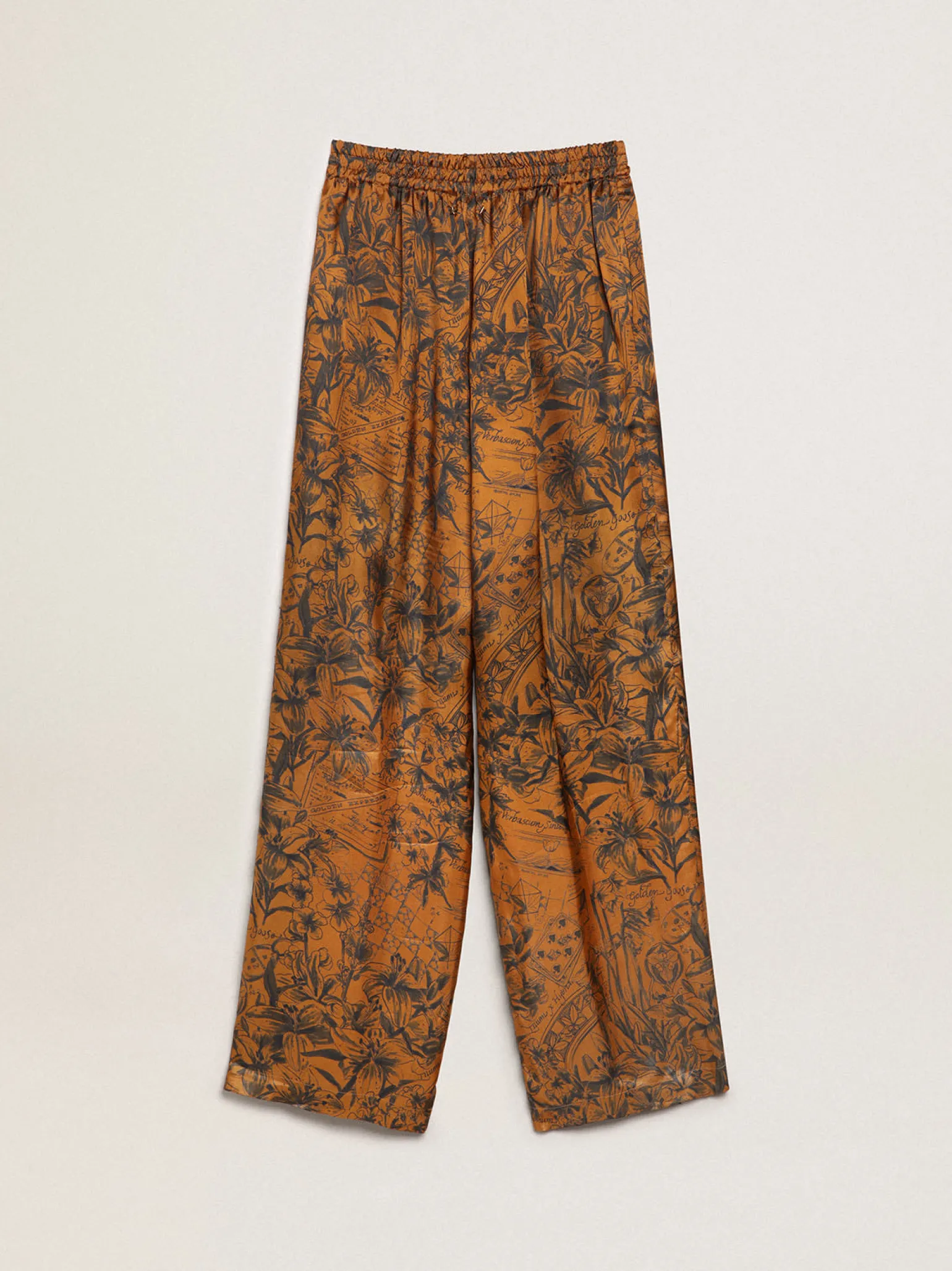 Fashion Calça de jogging feminina marrom dourado com estampa caderno de viagem MULHER Jeans e calças
