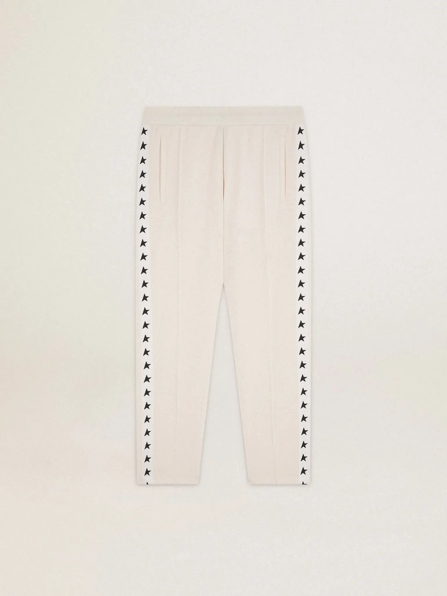 Outlet Calça de jogging masculina branca com estrelas pretas nas laterais Jeans e calças