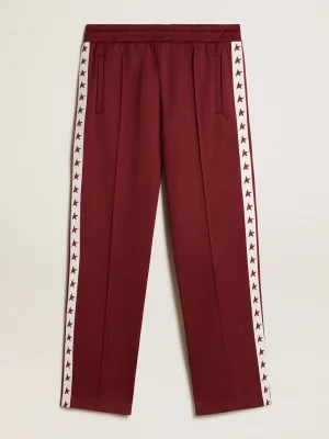 Cheap Calça de jogging masculina bordô com estrelas nas laterais Jeans e calças
